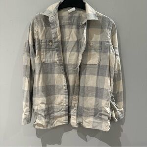 Gap Kids Gray and Cream Checkered flannel